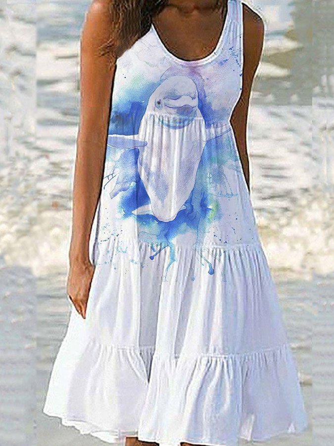 Beach Vacation Ocean Print Dress-colinskeirs