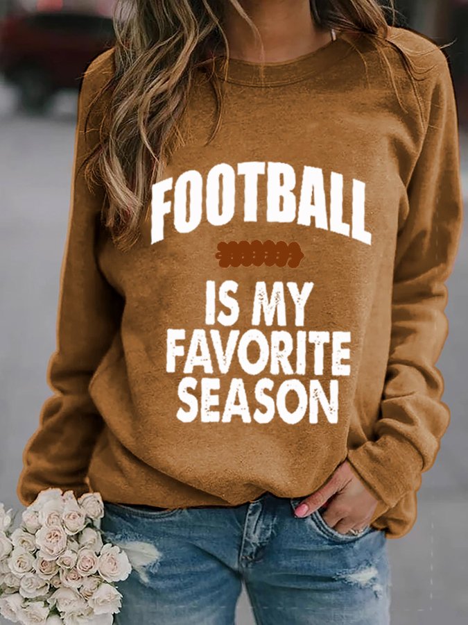 Women&#039;s Football Is My Favorite Season Print Sweatshirt-colinskeirs