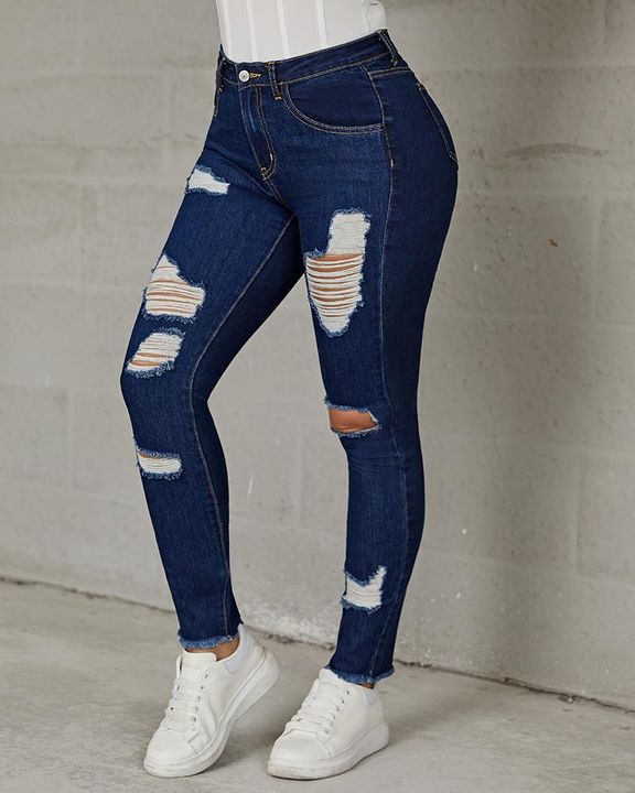 Extreme Distressed Raw Hem Skinny Jeans-colinskeirs