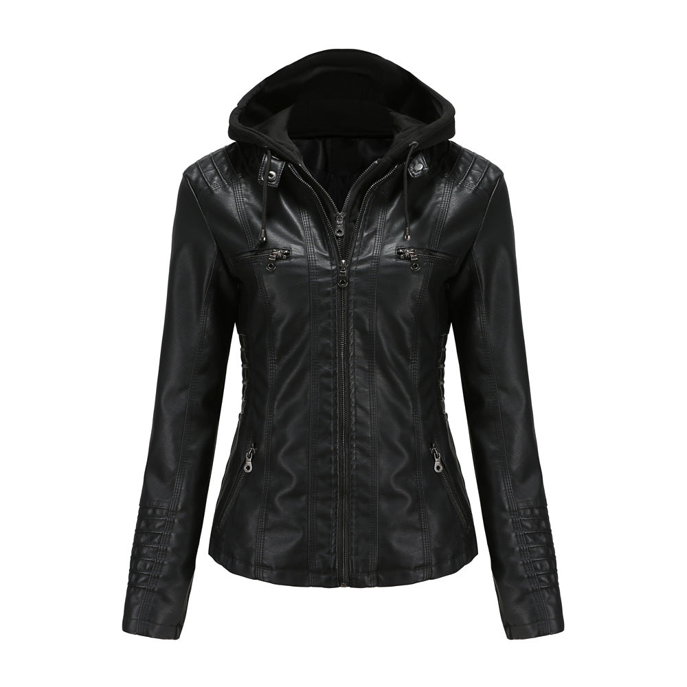 Hooded Leather Jacket Washed PU-colinskeirs