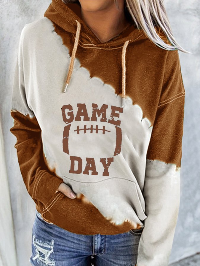 Women&#039;s Game Day Football Lover Tie-dye Print Casual Hoodie-colinskeirs