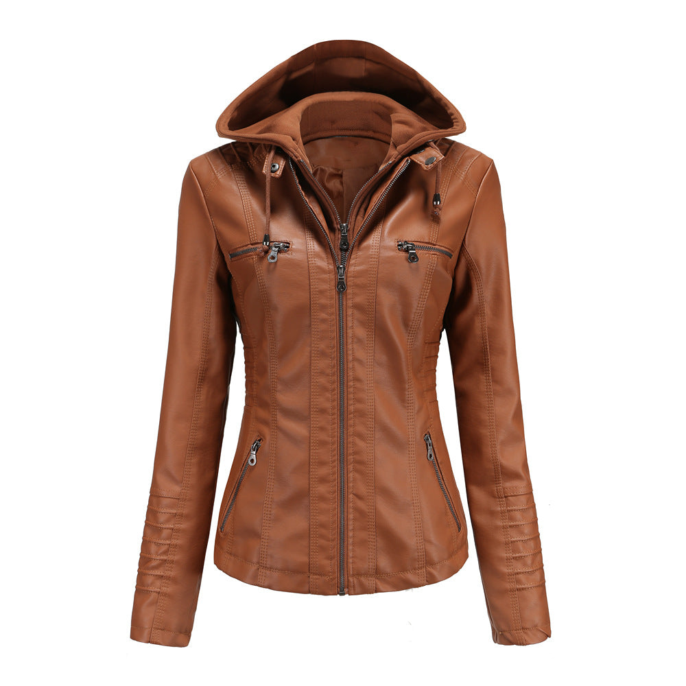 Hooded Leather Jacket Washed PU-colinskeirs