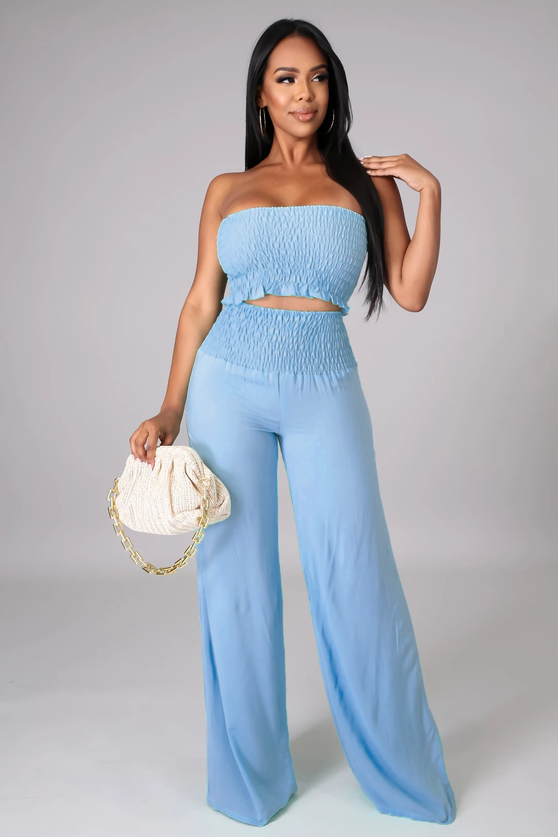 Pure color casual tube top pants/suit-colinskeirs