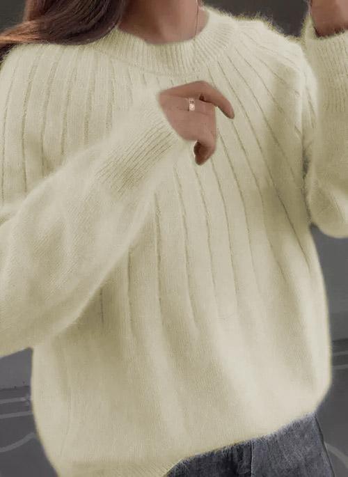 🔥Cashmere Solid Color Fluffy Knitting Sweater-colinskeirs