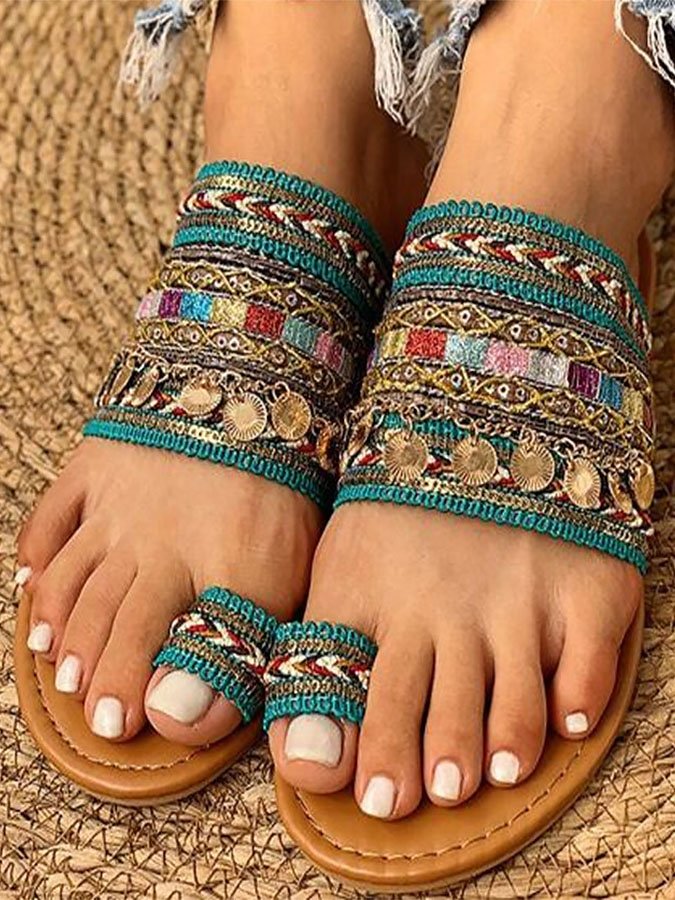 Retro Ethnic Flat Slippers-colinskeirs