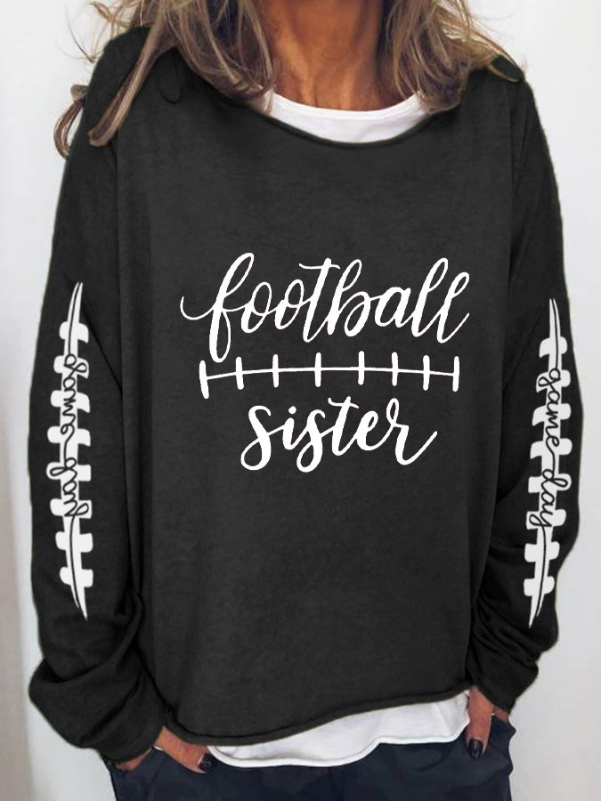 Women&#039;s Casual Football Sister Printed Sweater-colinskeirs