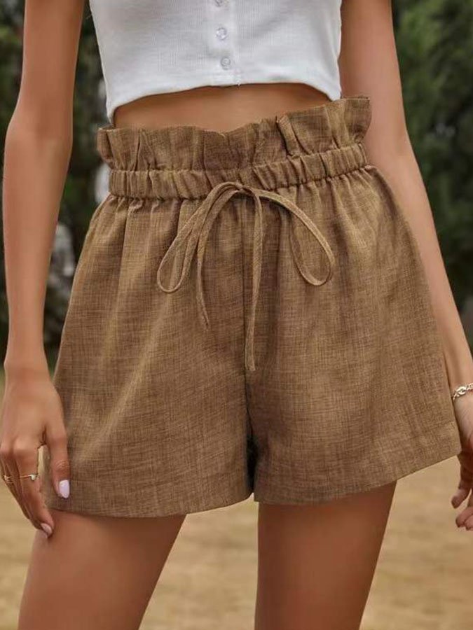 High Waist Lace Up Casual Shorts-colinskeirs