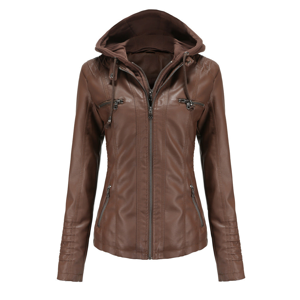 Hooded Leather Jacket Washed PU-colinskeirs
