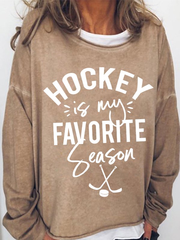 Hockey Is My Favorite Season Print Casual Sweatshirt-colinskeirs