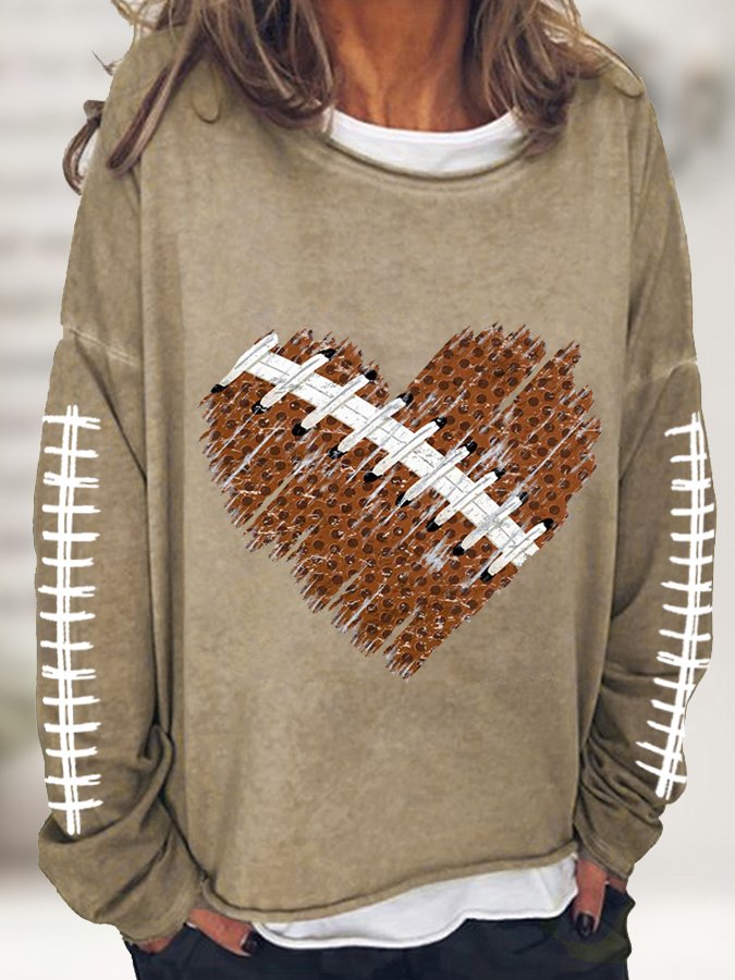 Women&#039;s Football Love Casual Long-Sleeve T-Shirt-colinskeirs