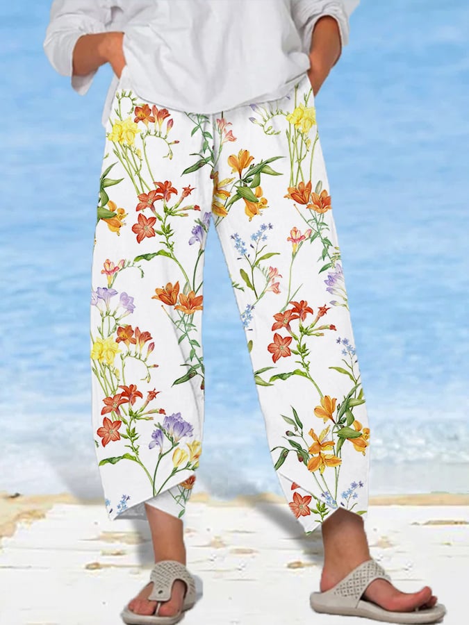Floral Print Loose Casual Pants