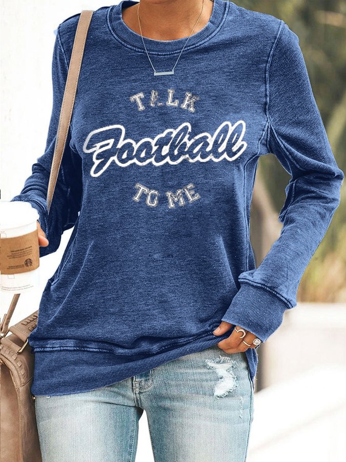 Football Season Print Long Sleeve Sweatshirt-colinskeirs