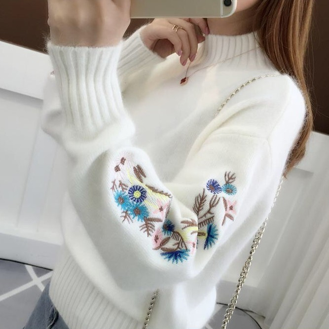 🔥Cashmere Knitted Floral Embroidery Thick Sweater-colinskeirs