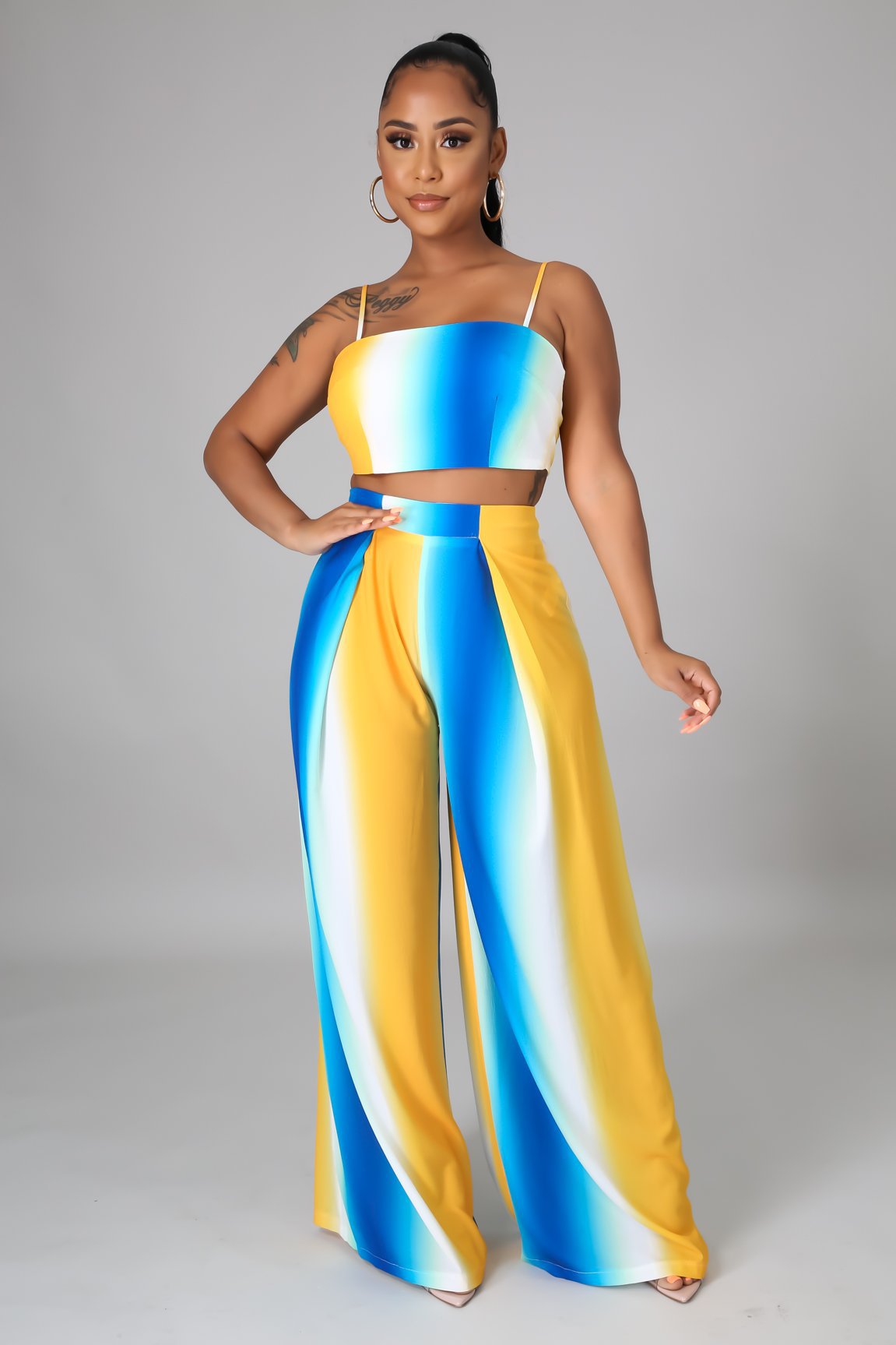 Gradient print two-piece trouser suit-colinskeirs