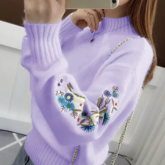 🔥Cashmere Knitted Floral Embroidery Thick Sweater-colinskeirs