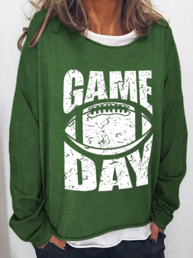 Women&#039;s Game Day Football Print Retro Sweatshirt-colinskeirs