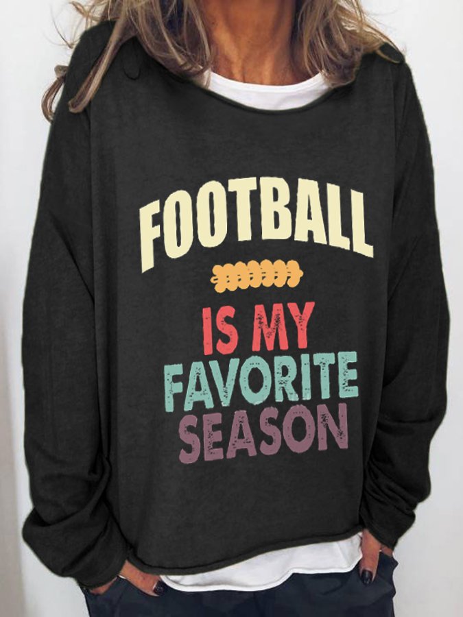 Women&#039;s Football Is My Favorite Season Print Sweatshirt-colinskeirs