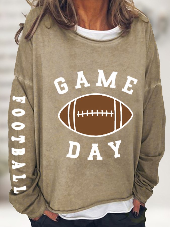 Women&#039;s Football Is My Favorite Season Casual Long-Sleeve T-Shirt-colinskeirs