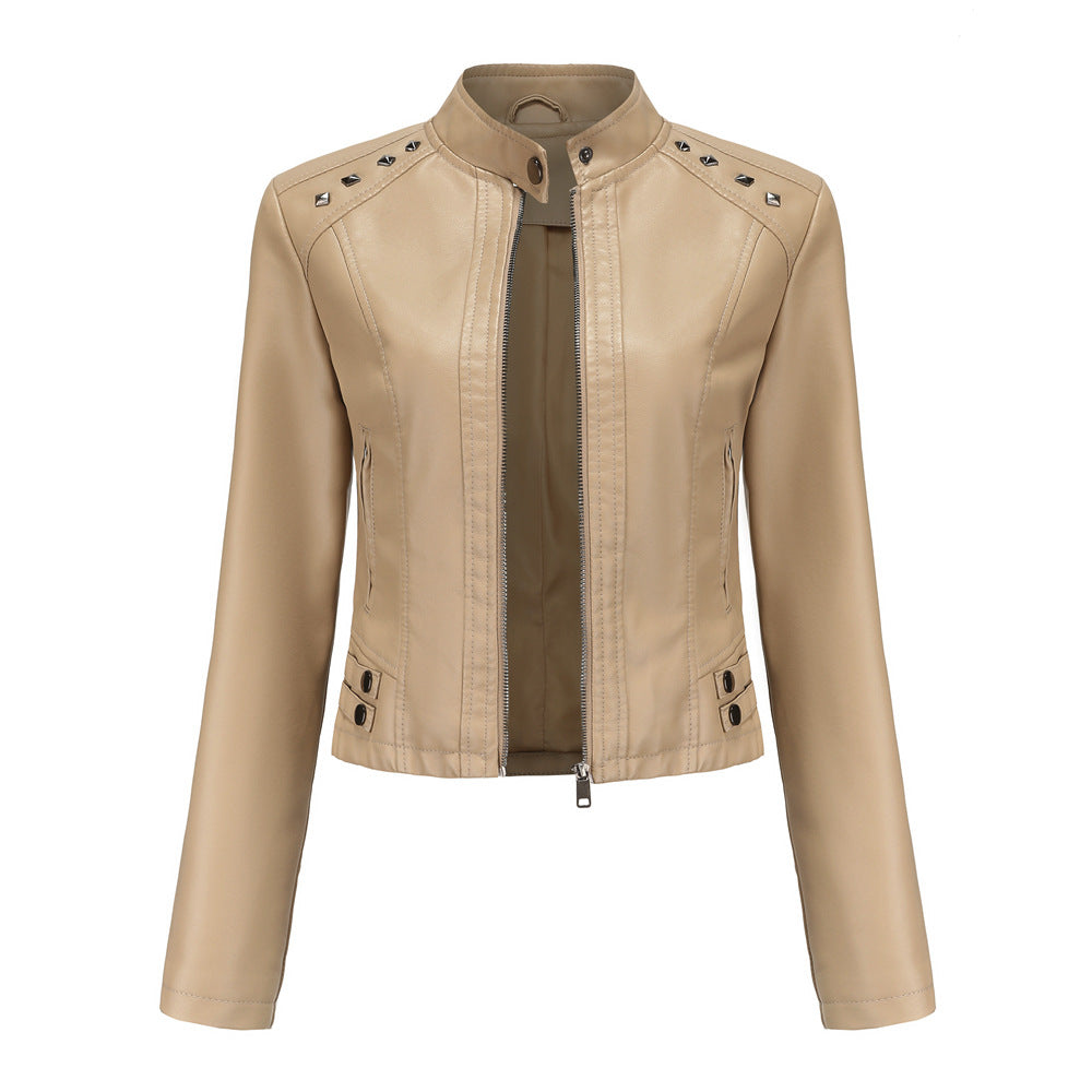 Cropped riveted leather motorcycle jacket-colinskeirs