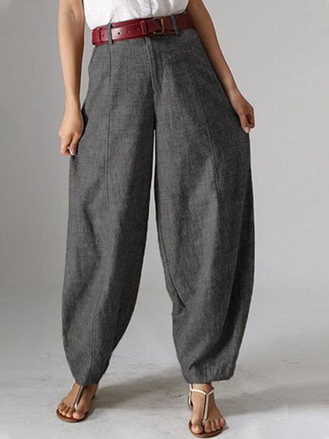 Women's Casual Solid Color Baggy Pockets Harem Pants-colinskeirs
