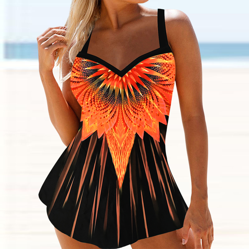 Women Sexy Plus Size Beachwear Swim Tankini Swimwear Bathing Suit Two Pieces Swimsuits Print Tankinis Beach Summer Swimdress-colinskeirs