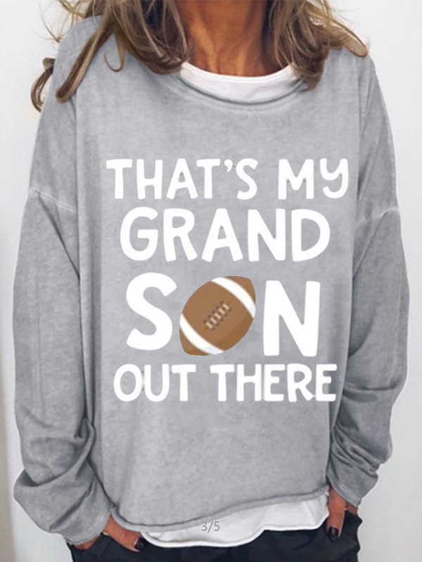 Football That‘s  my Grandson Print Crew Neck Casual Sweatshirt-colinskeirs