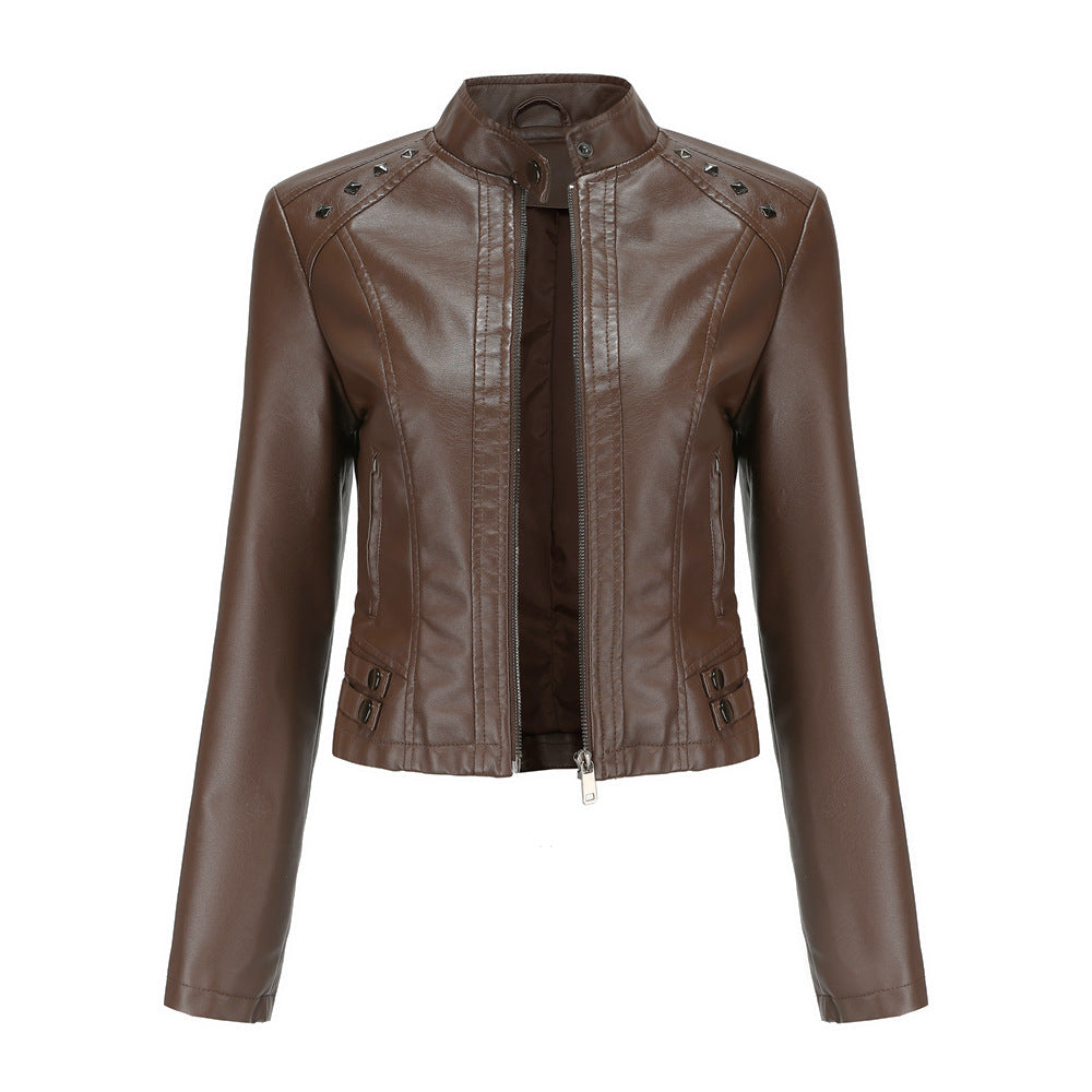 Cropped riveted leather motorcycle jacket-colinskeirs