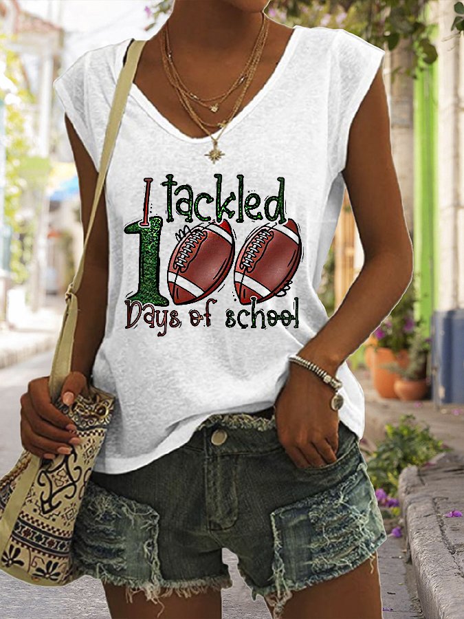 Women&#039;s I Tackled 100 Days Of School Football Lover Sleeveless Tee-colinskeirs