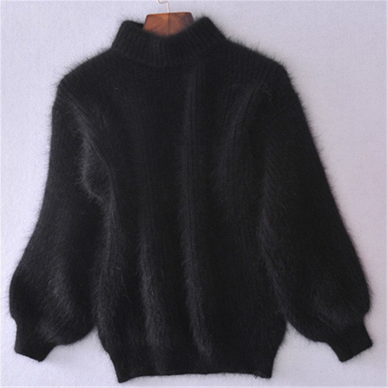 Loose Solid Color Knit Sweater - Vintage Angora Sweater-colinskeirs