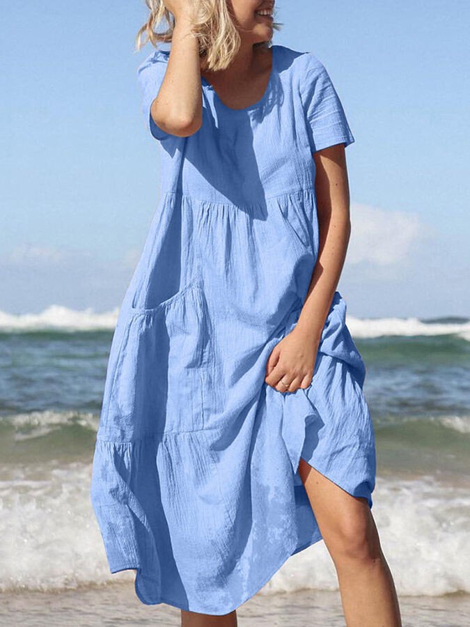 Women's Fashion Simple Casual Loose Swing Dress Beach Skirt-colinskeirs