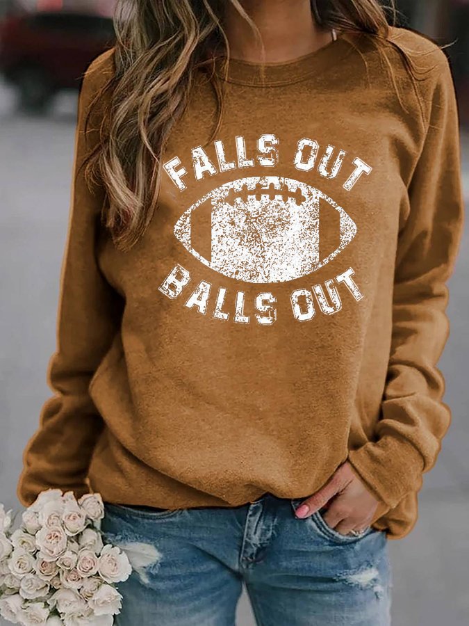 Women&#039;s Falls Out Balls Out Football Print Casual Sweatshirt-colinskeirs