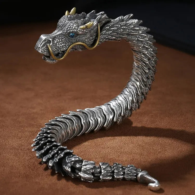 Dragon’s Wish - Large Handmade Stainless Steel Dragon Bracelet