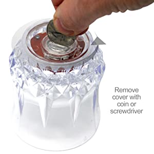 remove battery cover with coin or screwdriver