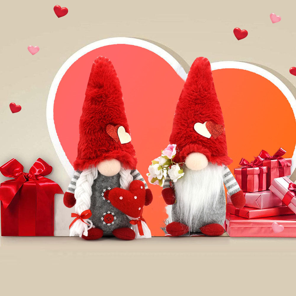 Valentine's Day Red Gnome Couple