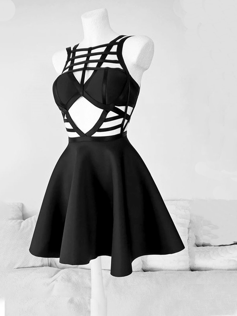 Women'S  Black Lace Mini Dress