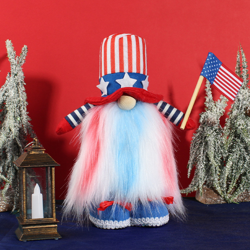 4th of July Gnome Standing with the flag