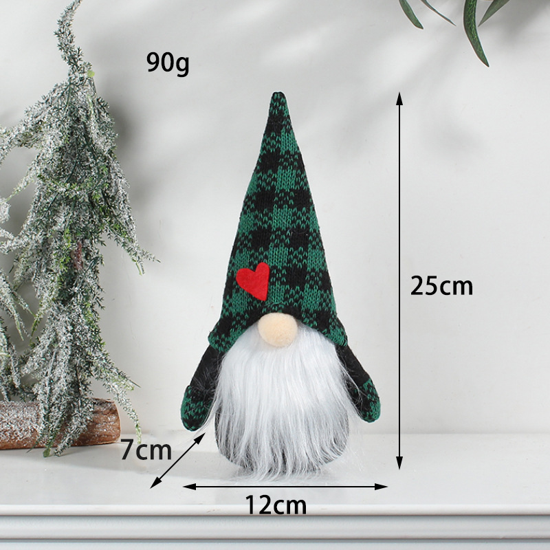 Plaid knitted cap Gnome