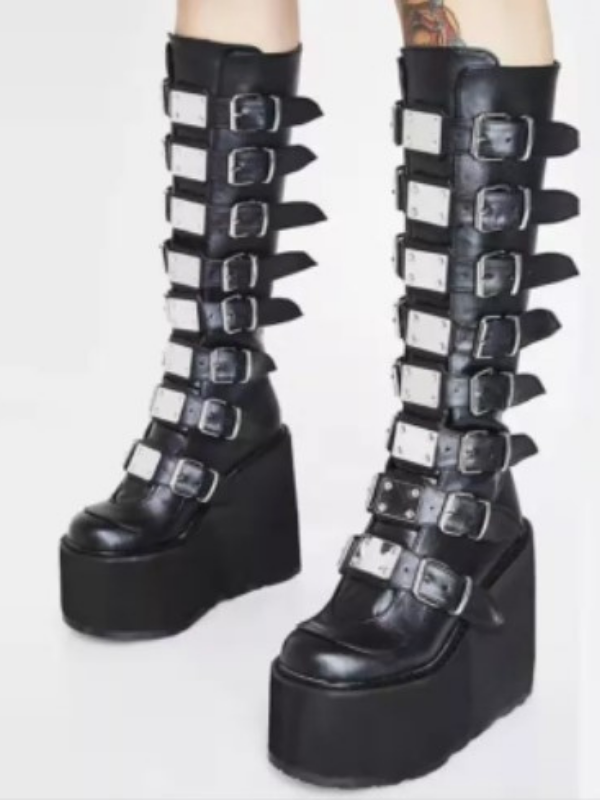 Swing Goth Platform Vintage Knee High Boots