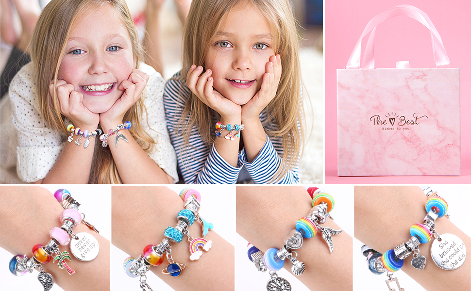 justBe Charm Bracelet Making Kit DIY Craft Jewelry Gift Set for Kids Girls  Teens