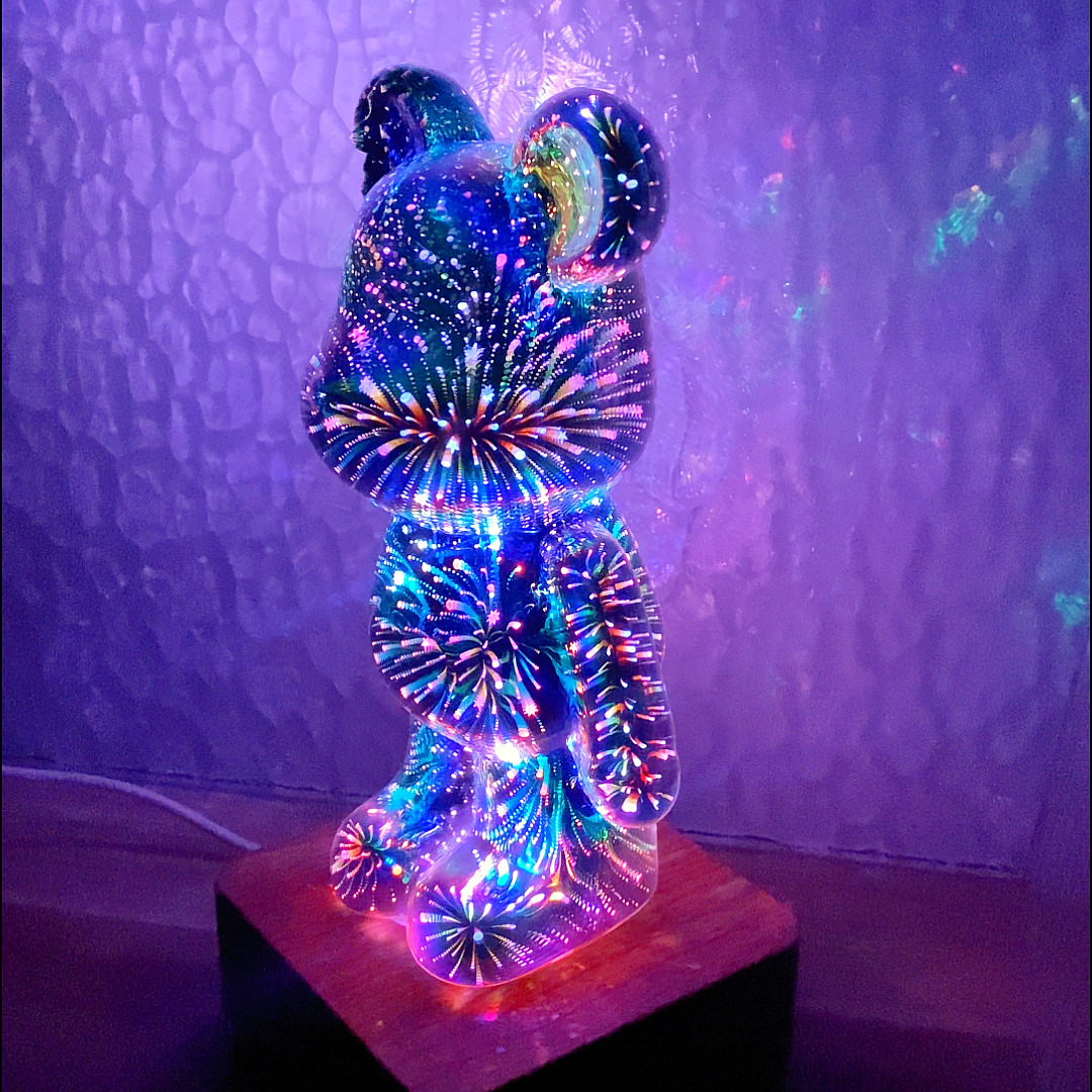 Luminária Urso Fogos de Artifício 3D Luz Decorativa de Urso Colorido Melhor Presente para o Amor