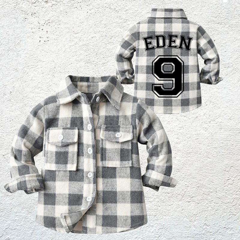 Personalized Name & Number Kids Flannel Jacket | inJacket07