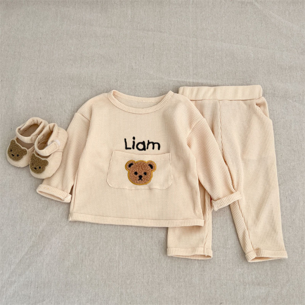 Personalized Embroidered Kids Cute Bear Jogger Set | inSet22