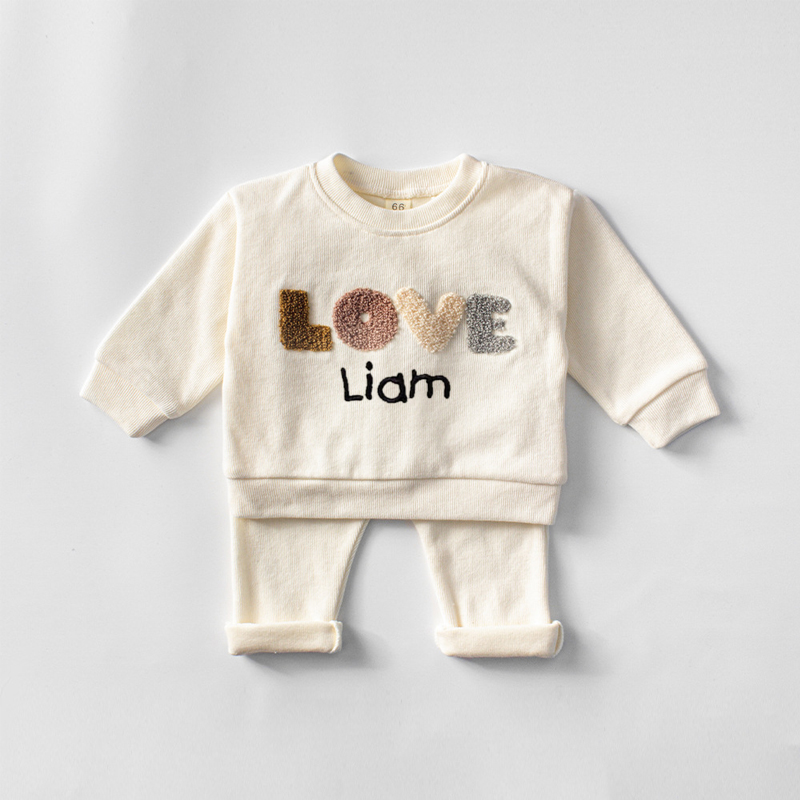 Personalized Embroidered Kids LOVE Jogger Set | inSet23 (Beanie and Shoes not included)