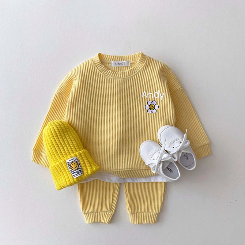 Personalized Embroidered Kids Sun Flower Jogger Set | inSet26 (Beanie and Shoes not included)