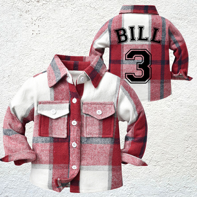 Personalized Name & Number Kids Flannel Jacket | inJacket07
