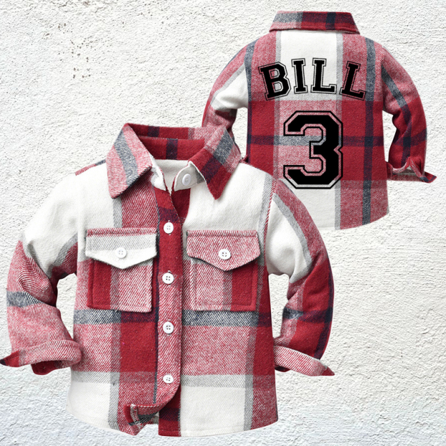 Personalized Name & Number Kids Flannel Jacket | inJacket07