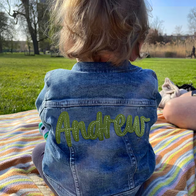 Personalized Hand-Embroidered Kids Denim Jacket | inJacket08
