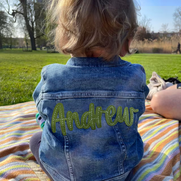 Personalized Hand-Embroidered Kids Denim Jacket | inJacket08