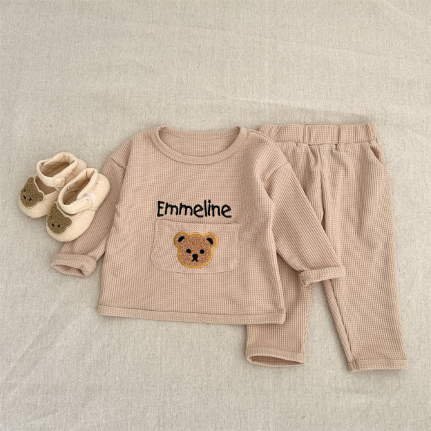 Personalized Embroidered Kids Cute Bear Jogger Set | inSet22