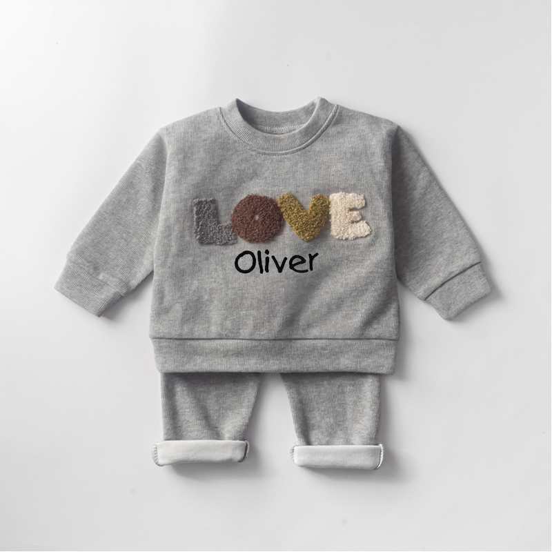 Personalized Embroidered Kids LOVE Jogger Set | inSet23 (Beanie and Shoes not included)